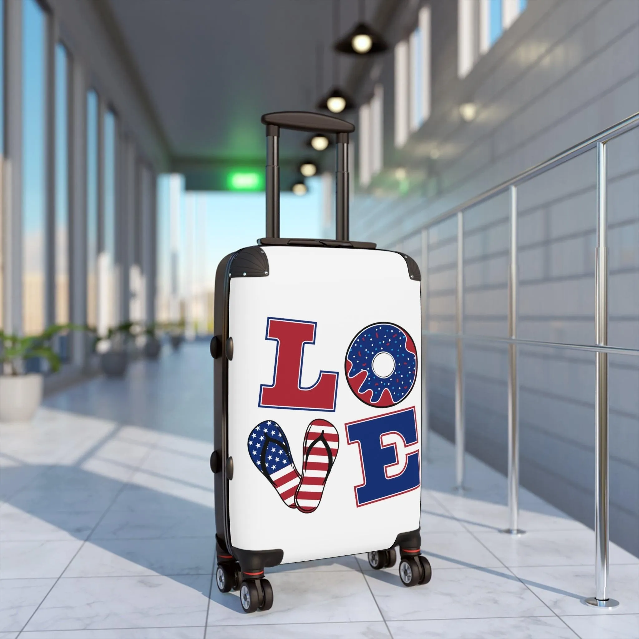 LOVE Suitcase in Red, White and Blue Summer Design