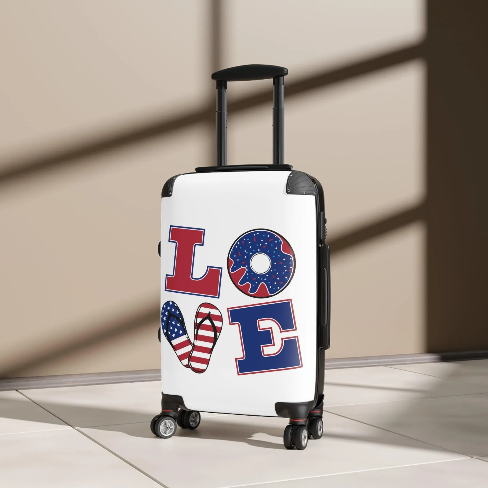 LOVE Suitcase in Red, White and Blue Summer Design
