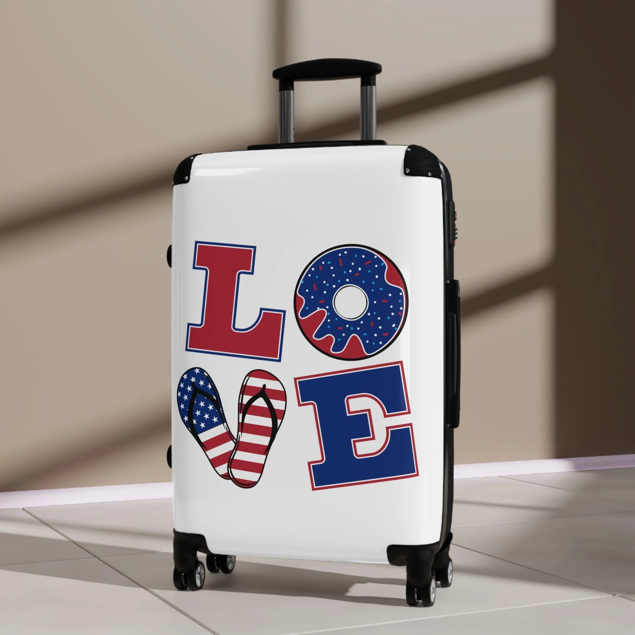 LOVE Suitcase in Red, White and Blue Summer Design
