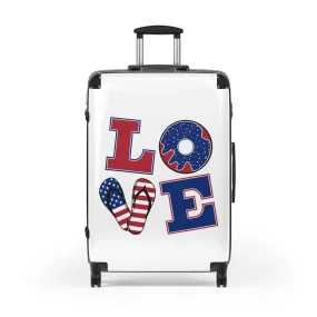 LOVE Suitcase in Red, White and Blue Summer Design