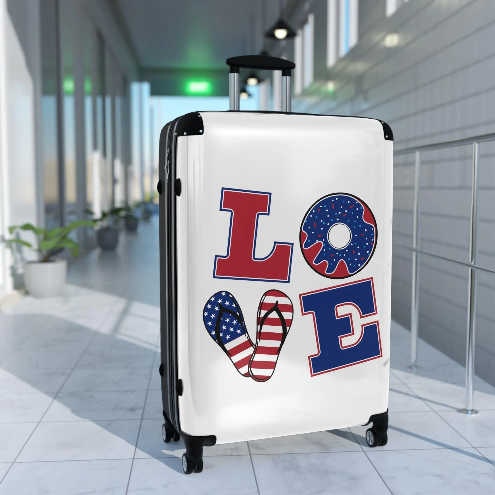 LOVE Suitcase in Red, White and Blue Summer Design
