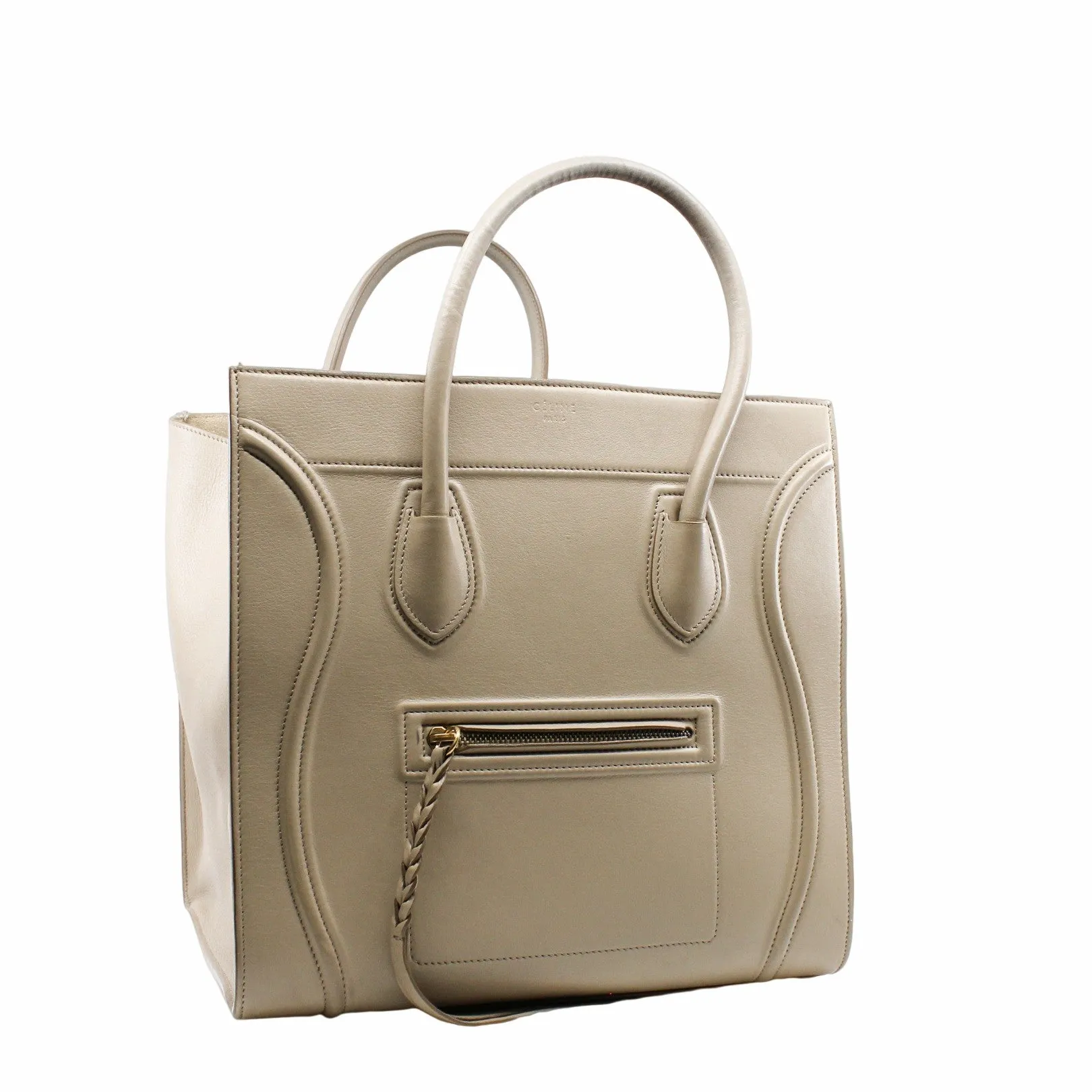Luggage Bag Medium Smooth Leather   grey