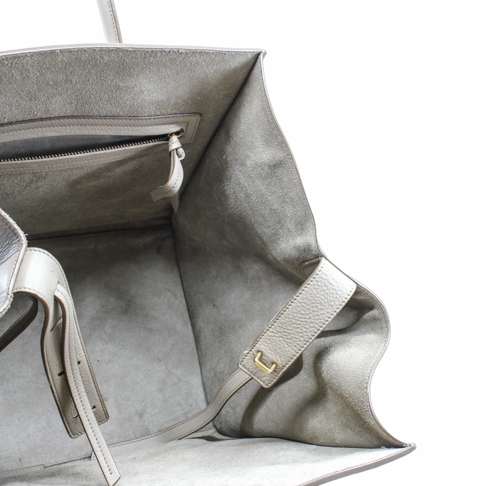 Luggage Bag Medium Smooth Leather   grey