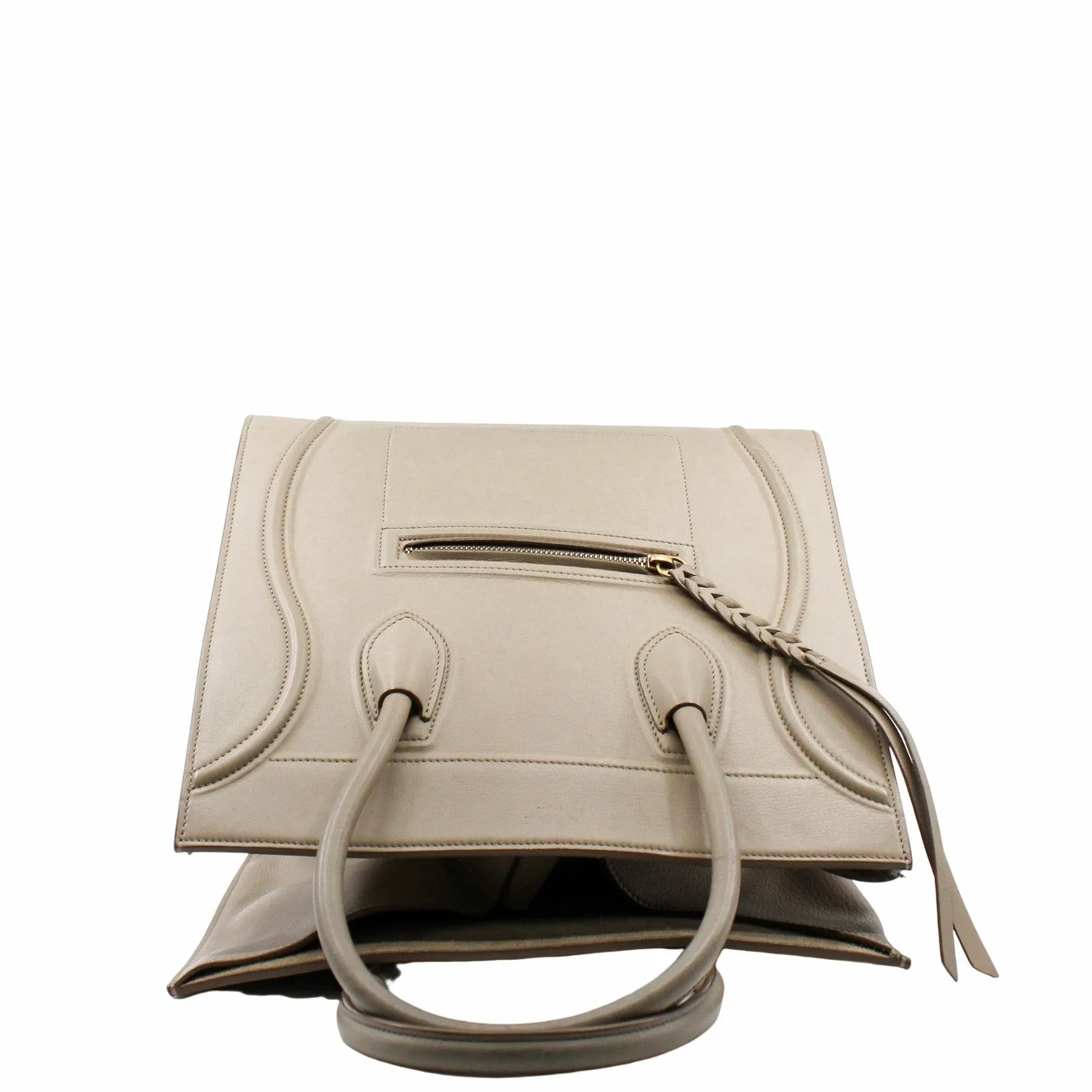 Luggage Bag Medium Smooth Leather   grey
