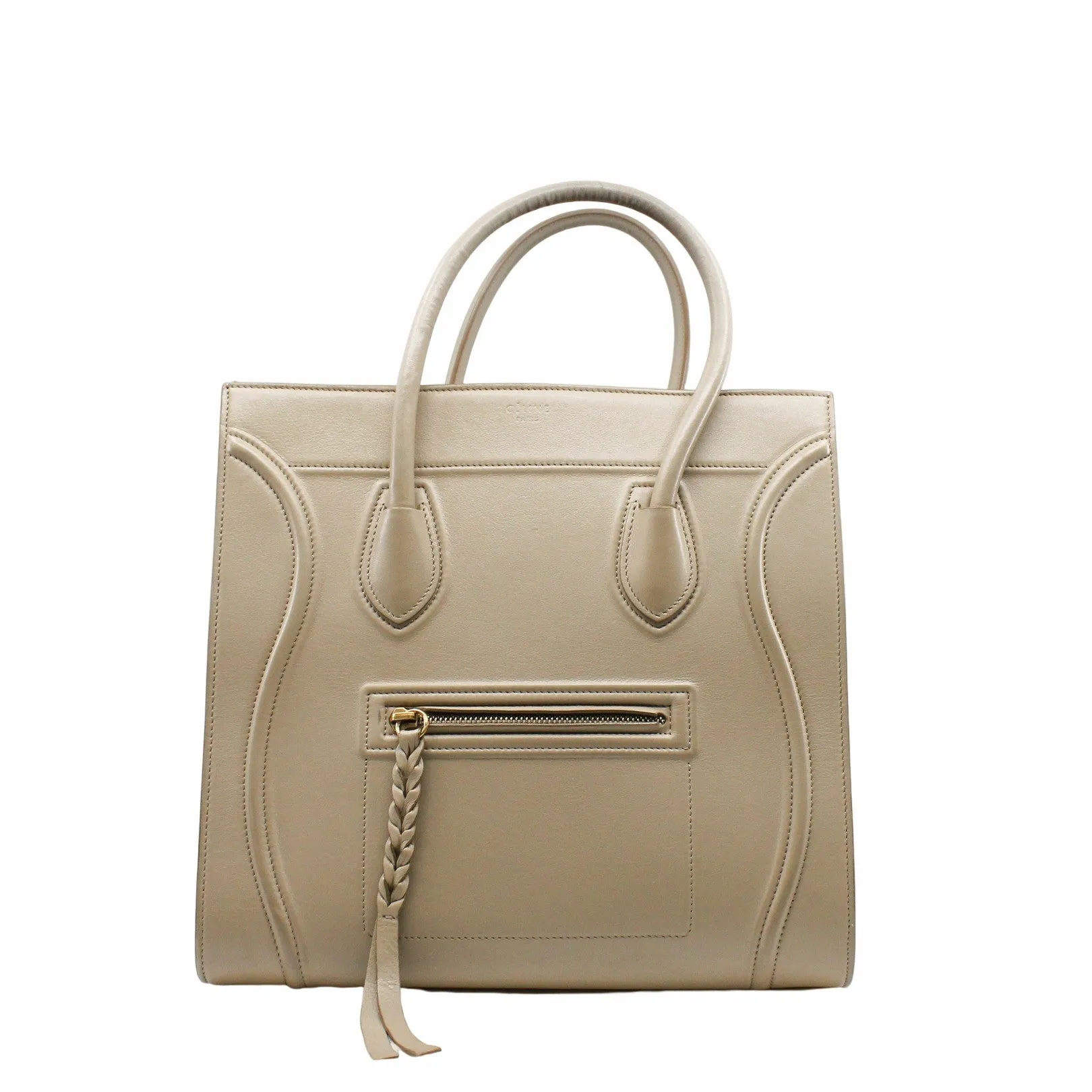 Luggage Bag Medium Smooth Leather   grey