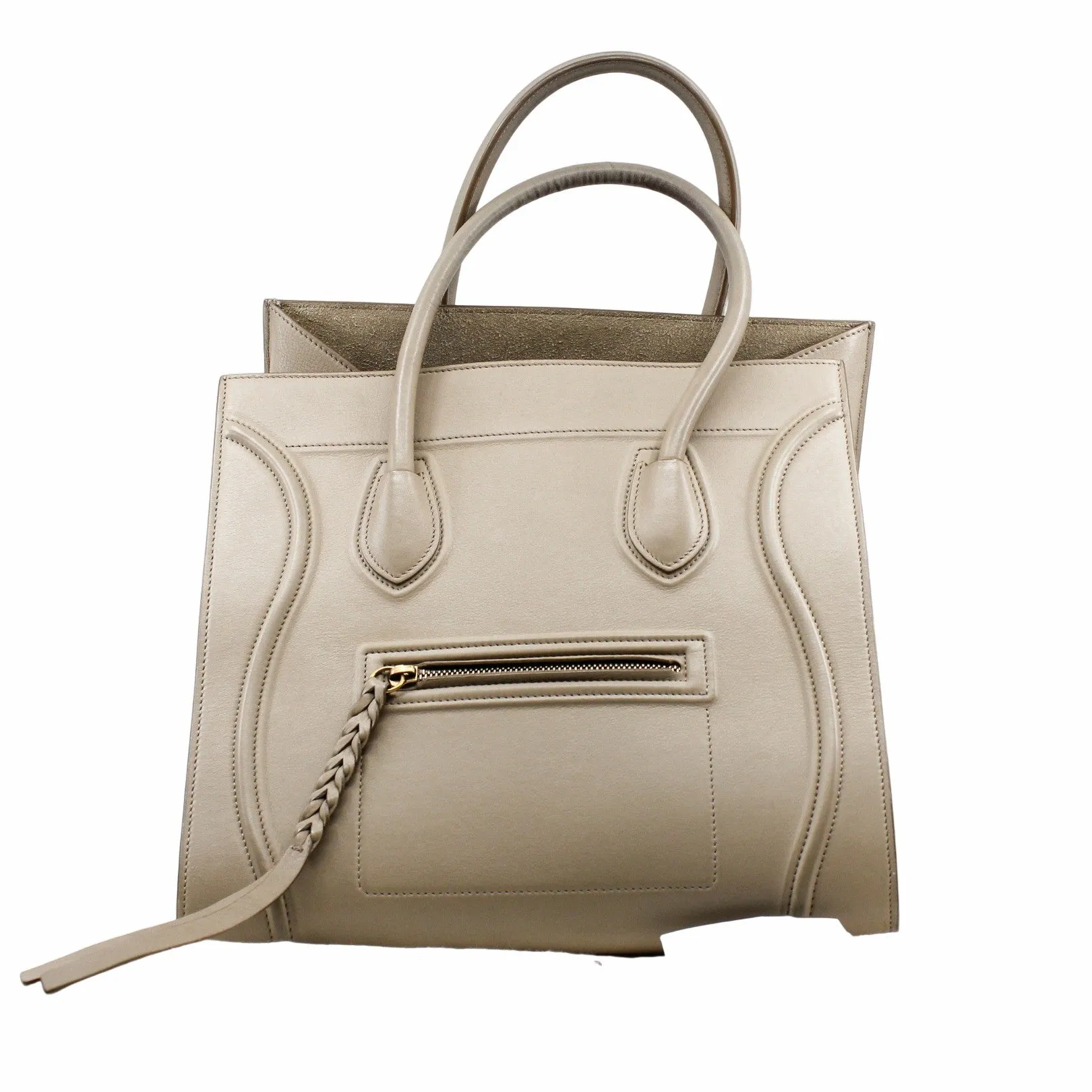 Luggage Bag Medium Smooth Leather   grey