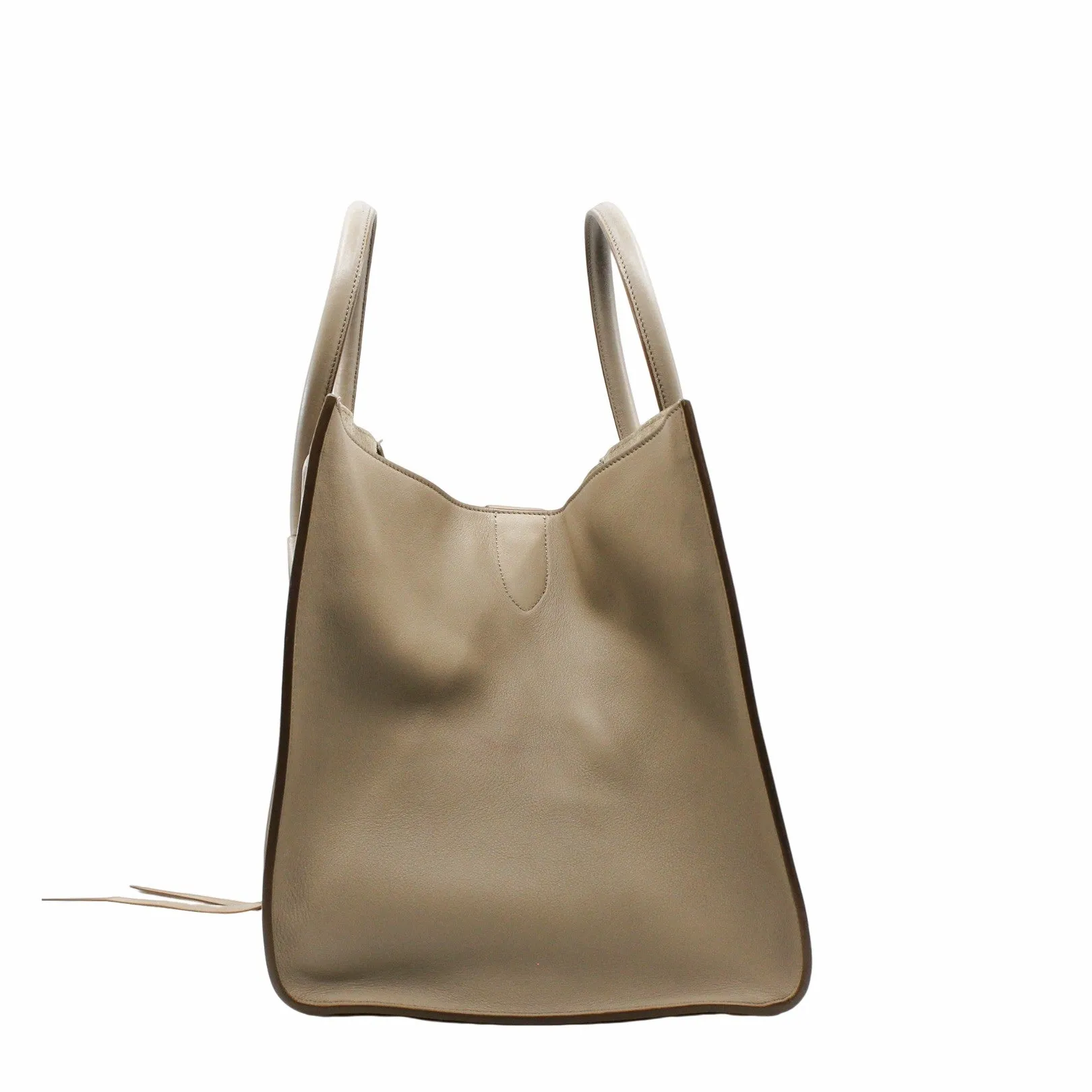 Luggage Bag Medium Smooth Leather   grey