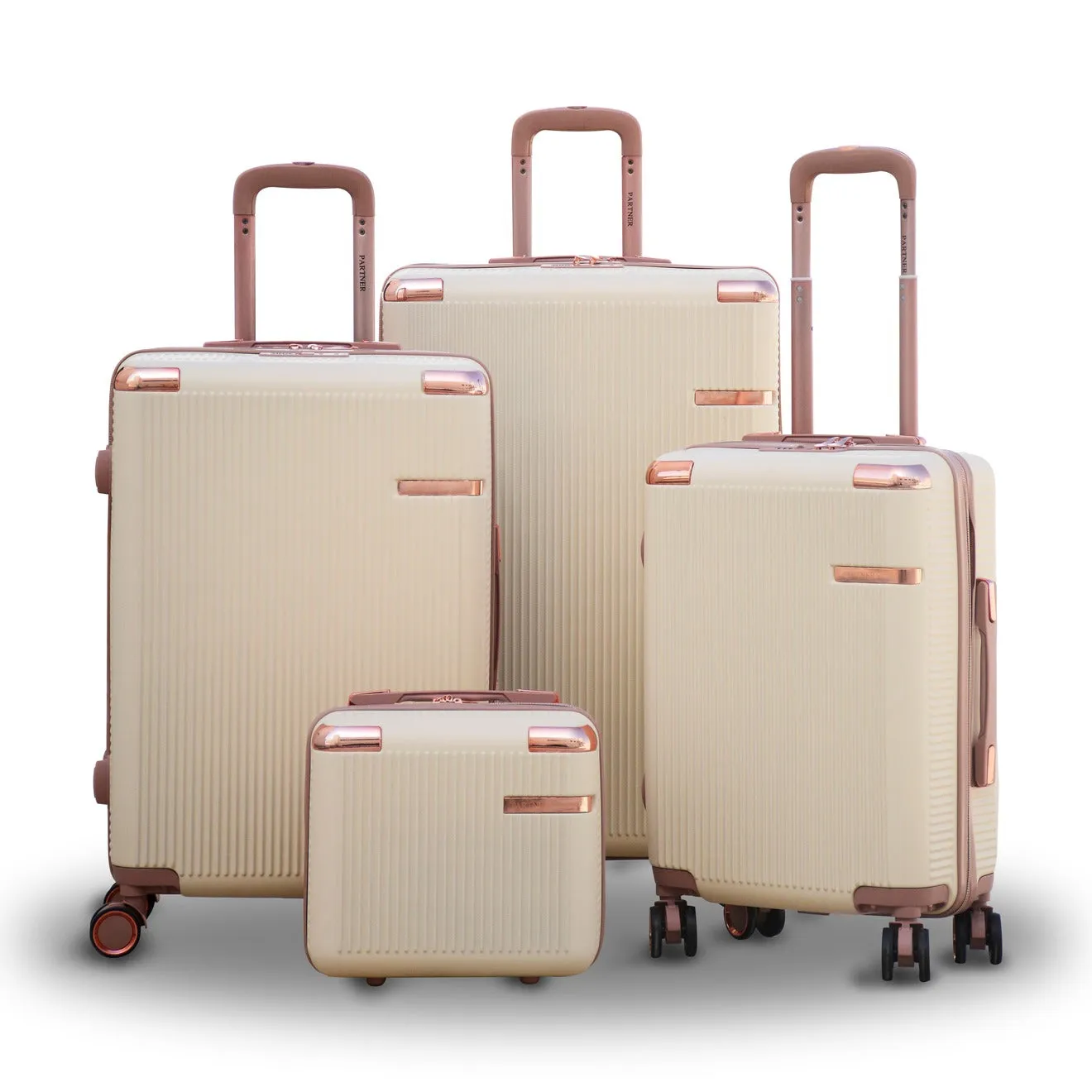 Luxury ABS Lightweight Luggage Bag With Double Spinner Wheels | 4 Pcs Set 7” 20” 24” 28 Inch