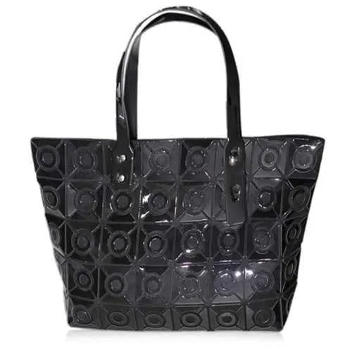 Metal Geometric Pattern Tote Bag - Black