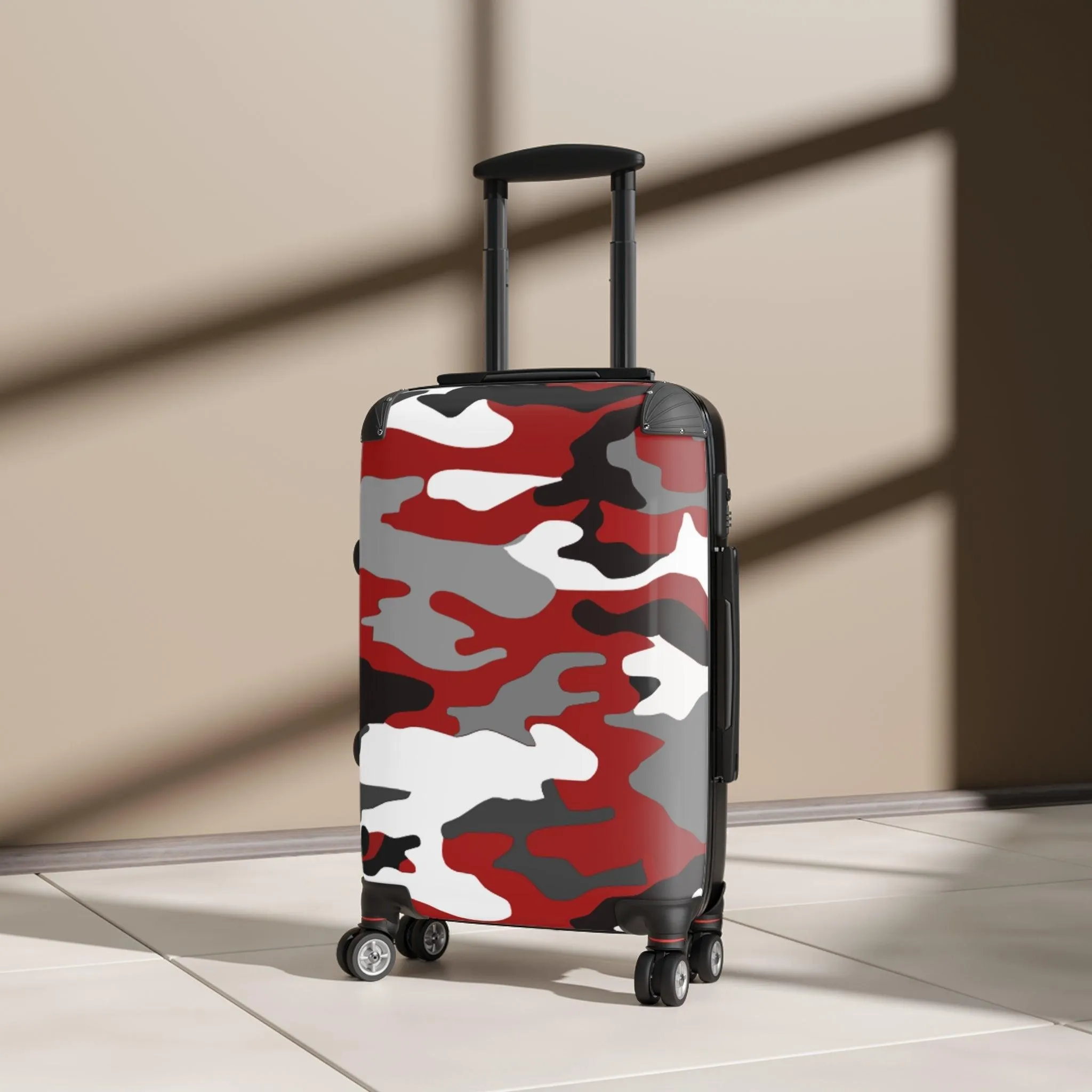 Red Black Grey White Camouflage Suitcase