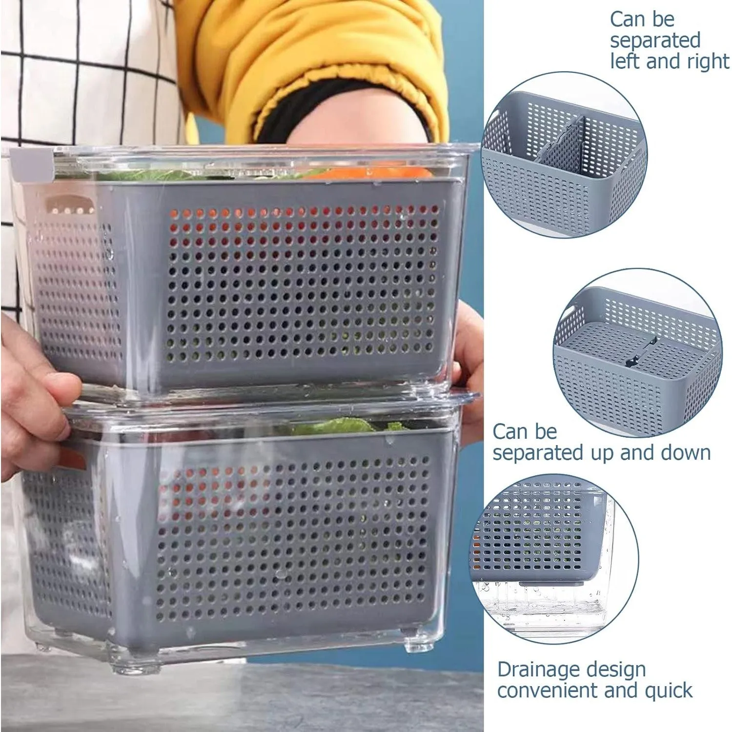 Refrigerator Fruit 'n Vegetable Storage and Drain Basket XP1234