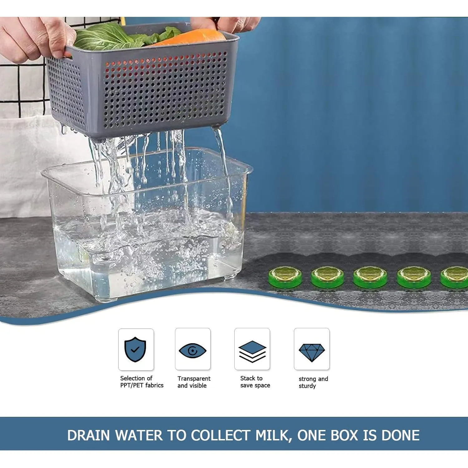 Refrigerator Fruit 'n Vegetable Storage and Drain Basket XP1234