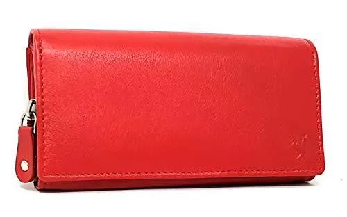STARHIDE Ladies Soft Genuine Leather Flap Over Purse Multi Credit Card Slots 5510
