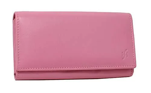 STARHIDE Ladies Soft Genuine Leather Flap Over Purse Multi Credit Card Slots 5510