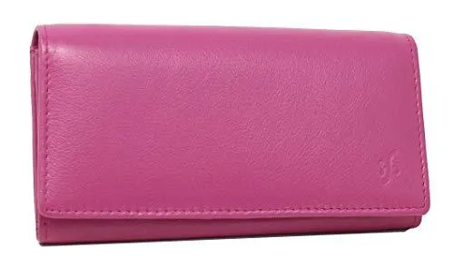 STARHIDE Ladies Soft Genuine Leather Flap Over Purse Multi Credit Card Slots 5510