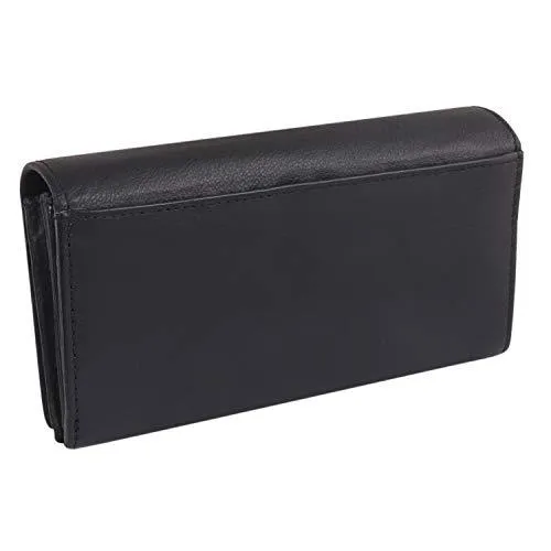 STARHIDE Ladies Soft Genuine Leather Flap Over Purse Multi Credit Card Slots 5510