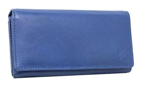 STARHIDE Ladies Soft Genuine Leather Flap Over Purse Multi Credit Card Slots 5510