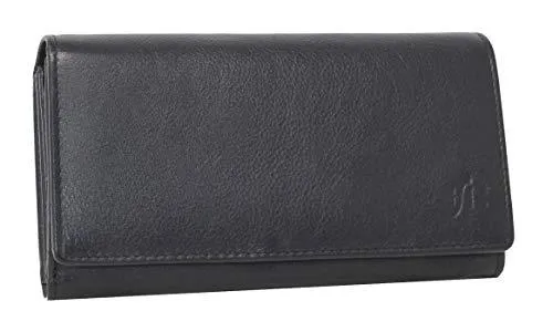STARHIDE Ladies Soft Genuine Leather Flap Over Purse Multi Credit Card Slots 5510