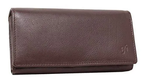 STARHIDE Ladies Soft Genuine Leather Flap Over Purse Multi Credit Card Slots 5510