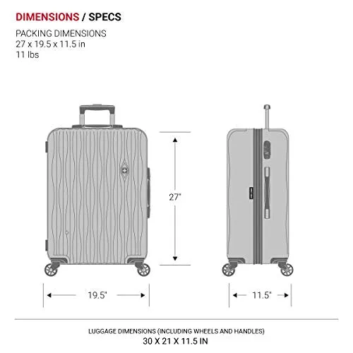 SwissGear 7272 Energie Expandable Hard-Sided Luggage With Spinner Wheels & TSA Lock, Gunmetal/Champagne, 27”