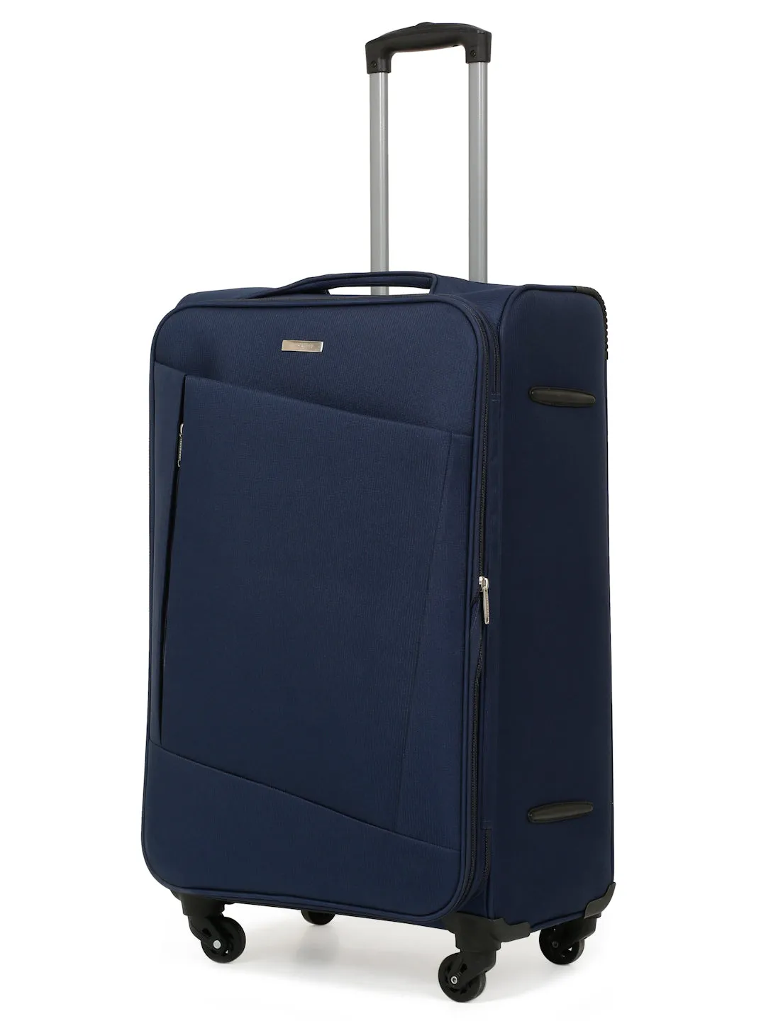 Unisex Blue Textured  Soft Sided Cabin Size Trolley Bag