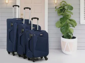Unisex Blue Textured  Soft Sided Cabin Size Trolley Bag