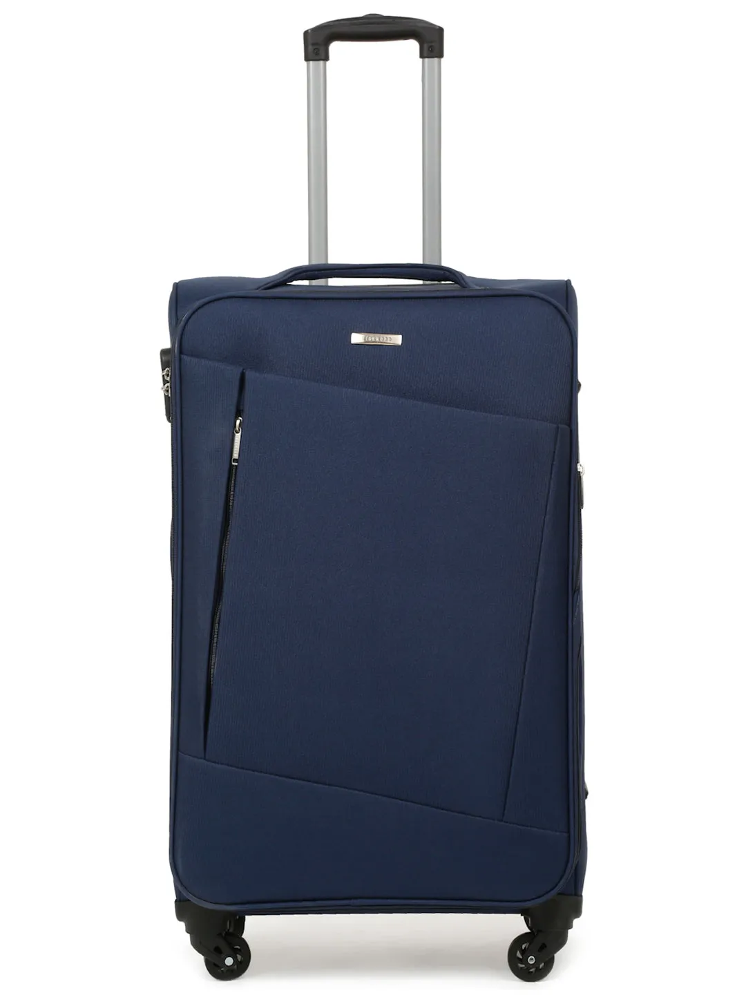 Unisex Blue Textured  Soft Sided Cabin Size Trolley Bag