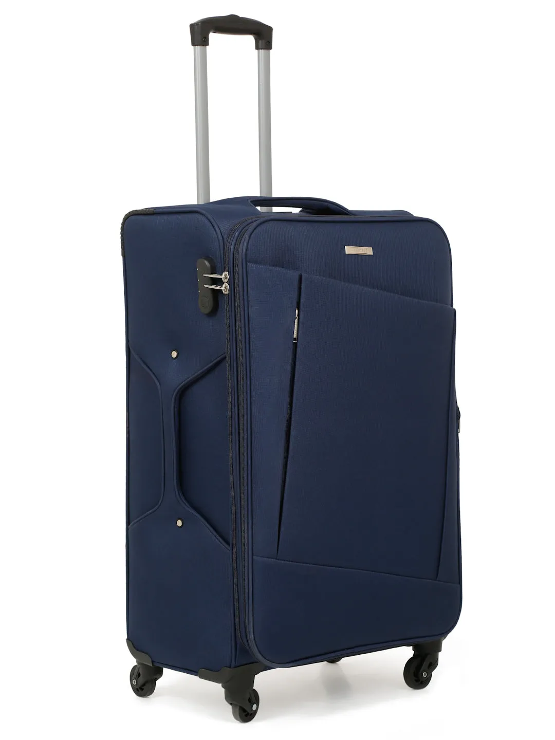 Unisex Blue Textured  Soft Sided Cabin Size Trolley Bag