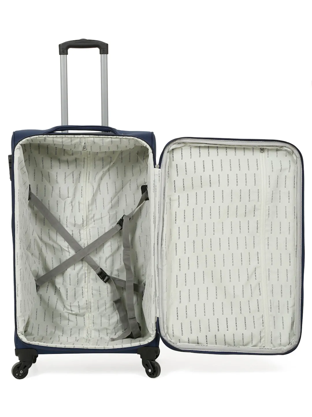 Unisex Blue Textured  Soft Sided Cabin Size Trolley Bag
