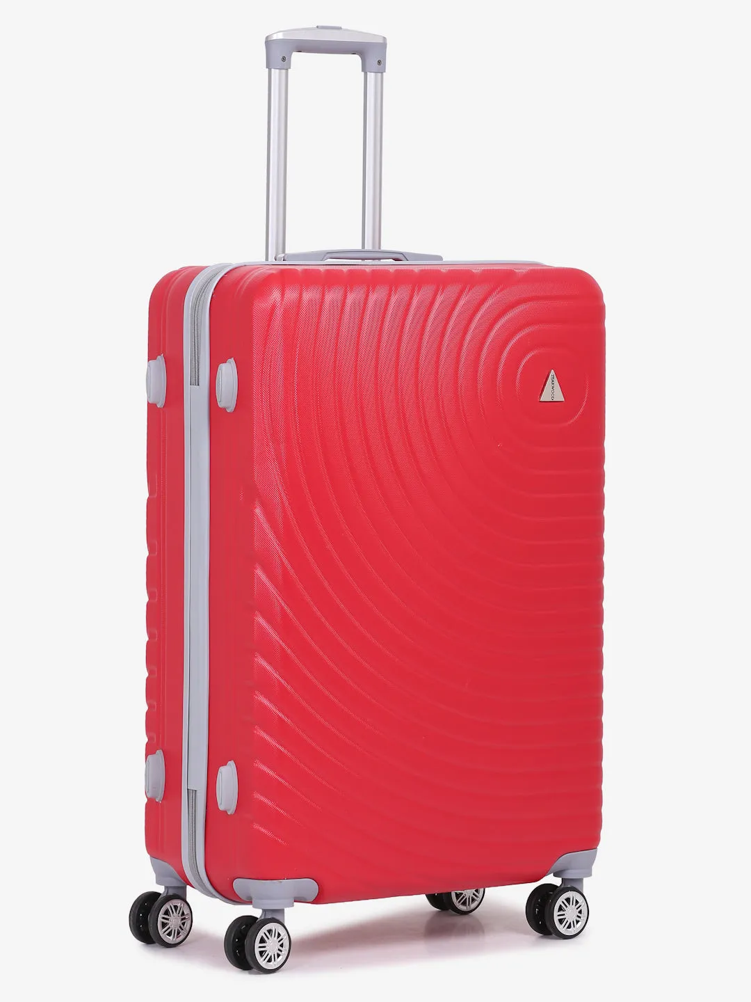 Unisex Set Of 3 Red Textured Hard-Sided Trolley Suitcases