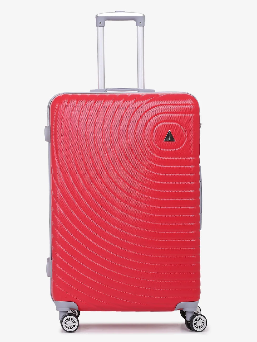 Unisex Set Of 3 Red Textured Hard-Sided Trolley Suitcases