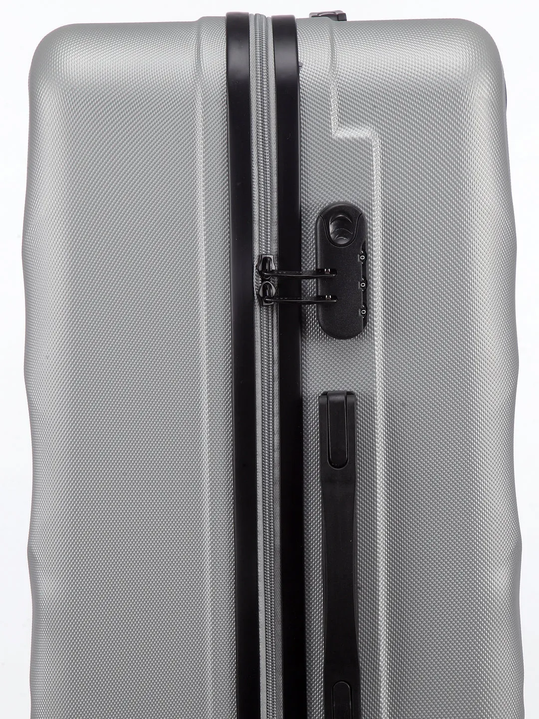 Unisex Set of 3 Silver Textured Hard-Sided Large Trolley Suitcases