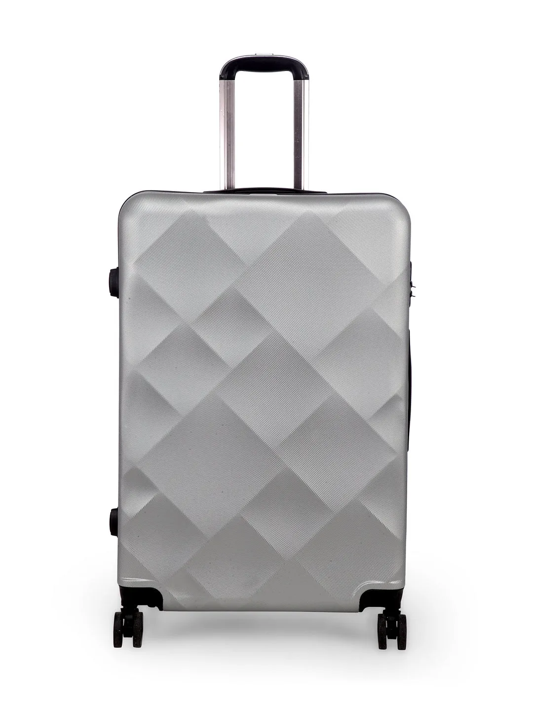 Unisex Set of 3 Silver Textured Hard-Sided Large Trolley Suitcases