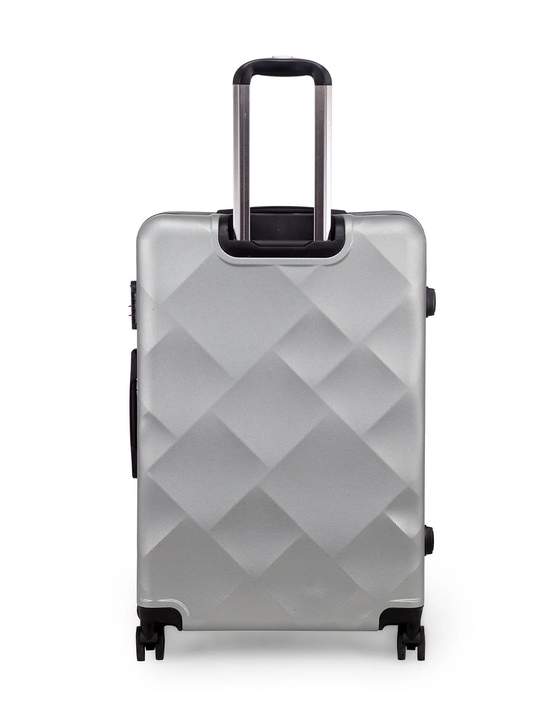 Unisex Set of 3 Silver Textured Hard-Sided Large Trolley Suitcases
