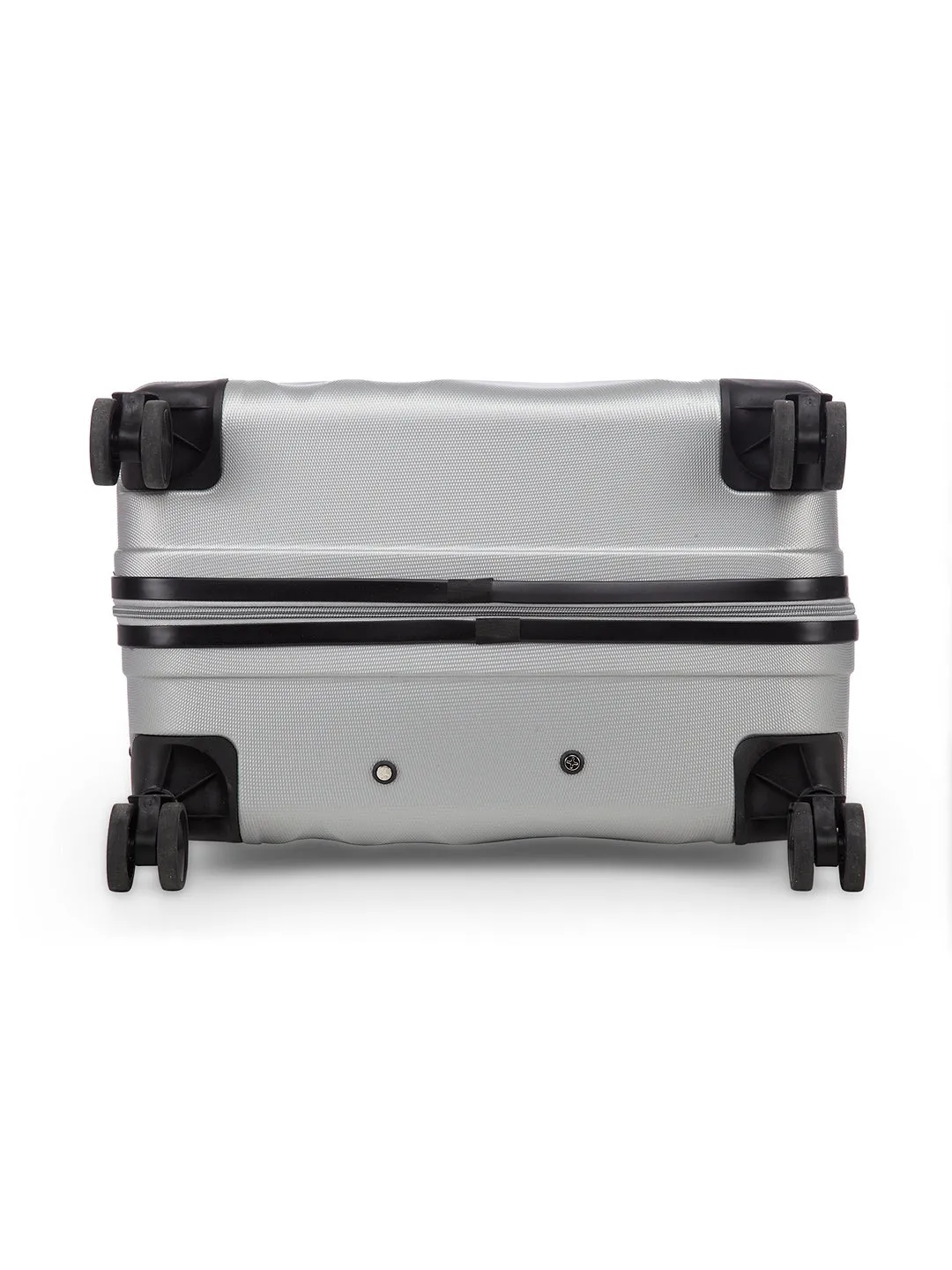 Unisex Set of 3 Silver Textured Hard-Sided Large Trolley Suitcases
