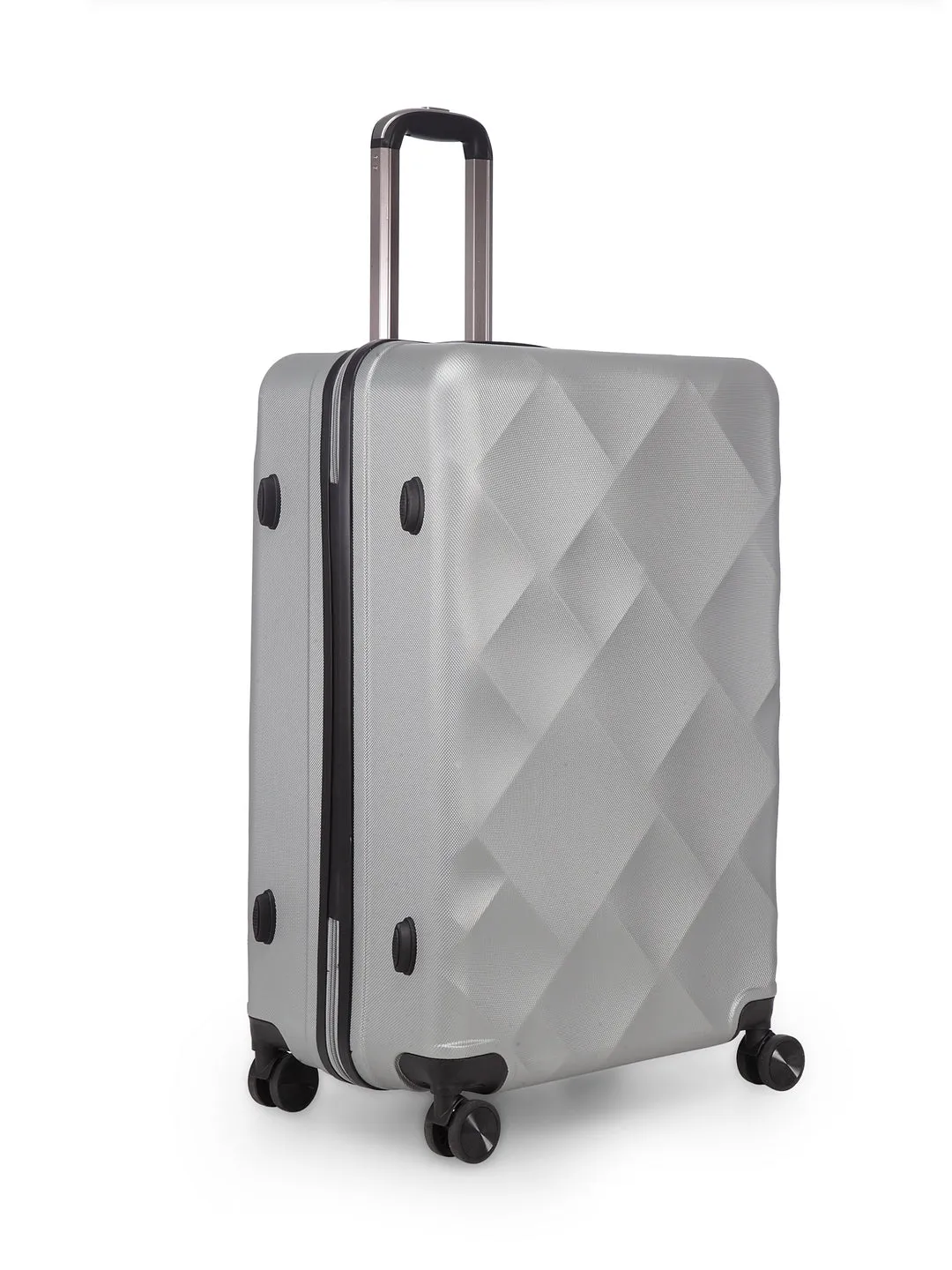 Unisex Set of 3 Silver Textured Hard-Sided Large Trolley Suitcases