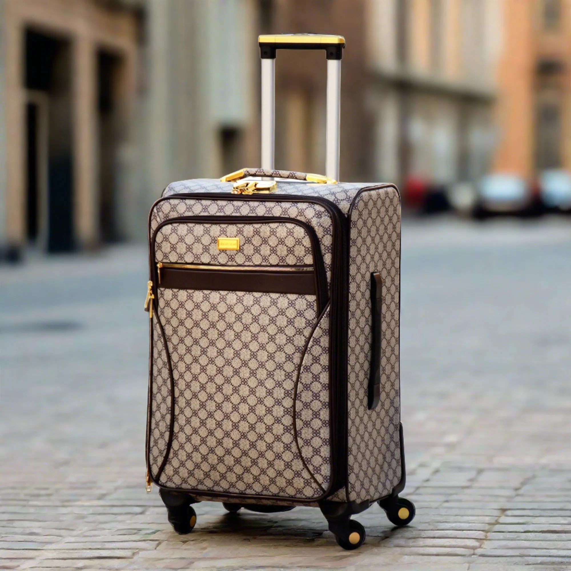 VL PU Leather Material Luggage | Soft Shell Four Wheel Trolley Bag | 4 Pcs Set 7, 20, 24 and 28 Inches