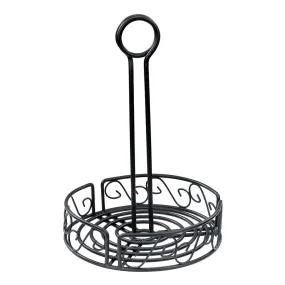 Winco WBKH-6R Round Condiment Caddy, 6-1/4", Black Wire